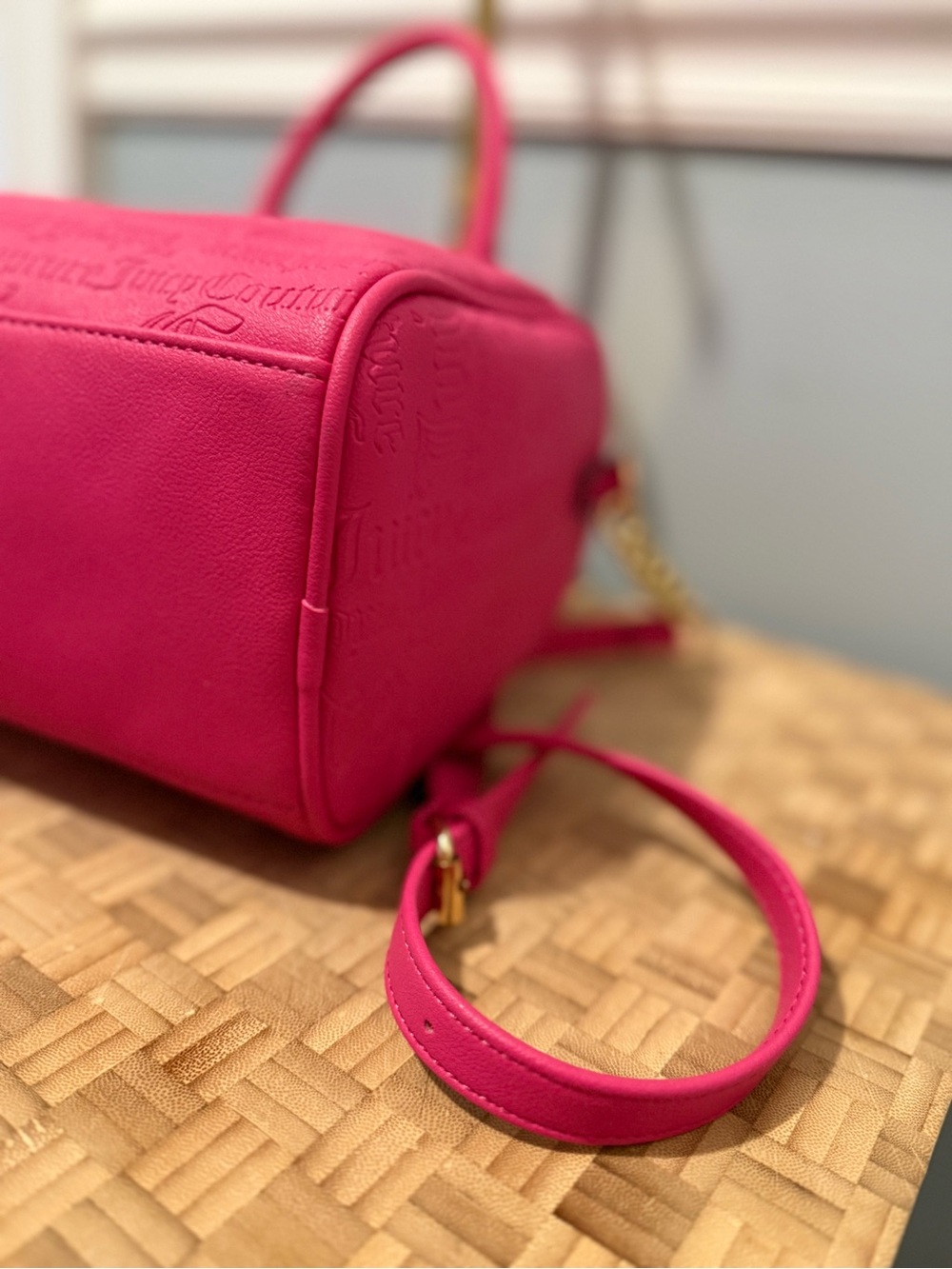 Juicy Couture Deboss Logo Speedy Satchel in the vibrant color Raspberry Tart EUC - Picture 8 of 13